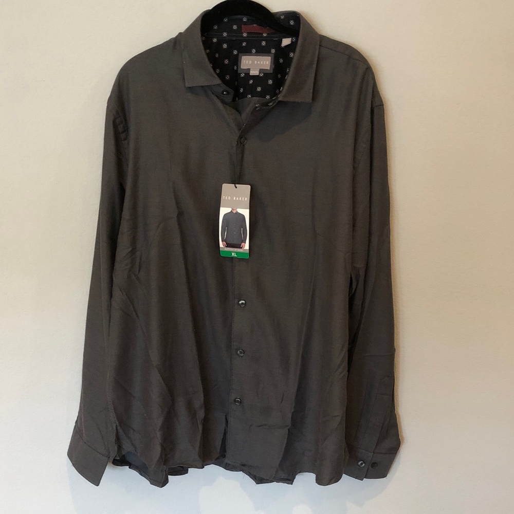 Ted Baker Black Shirt Button down dress shirt, NWT, XL